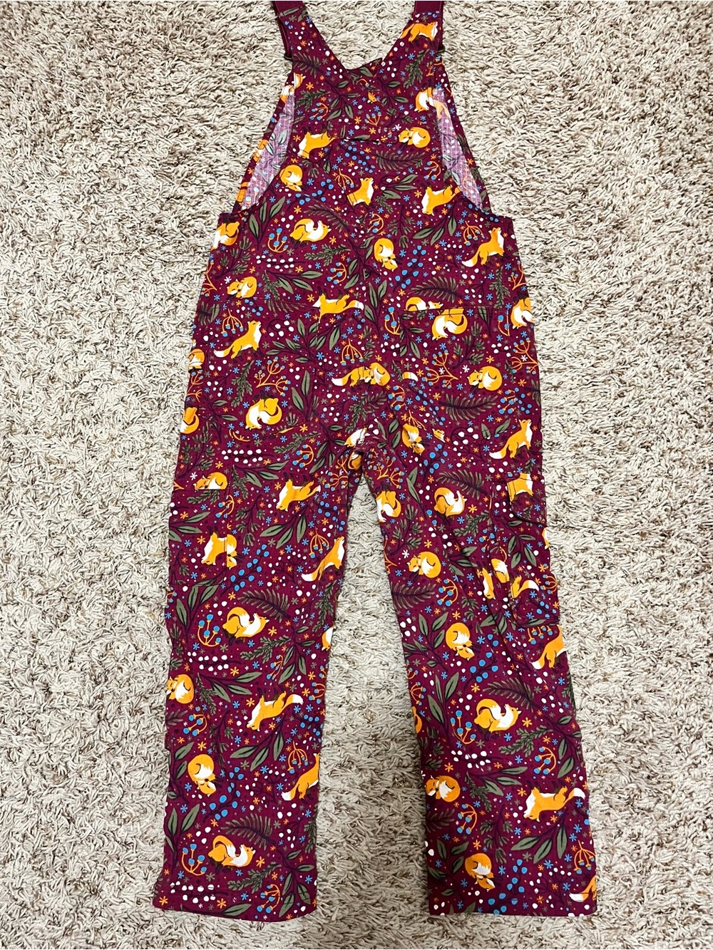 Kids' Heirloom Gardening Bib Overalls Fox Foliage flowers - Picture 3 of 10